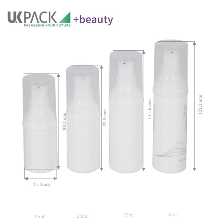 white airless pump bottle 30ml