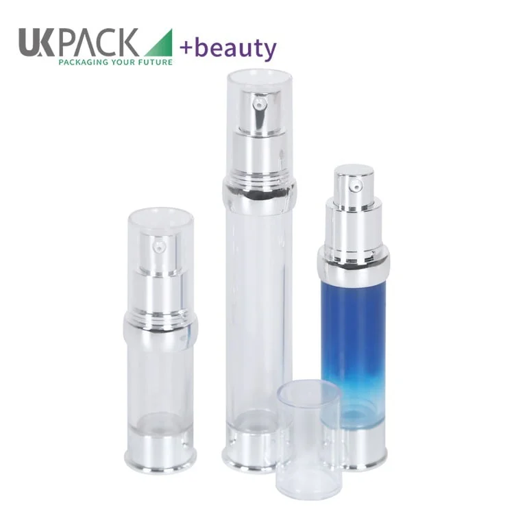 Akryl luftlös pumpflaska för resor, 15 ml, 20 ml, 30 ml