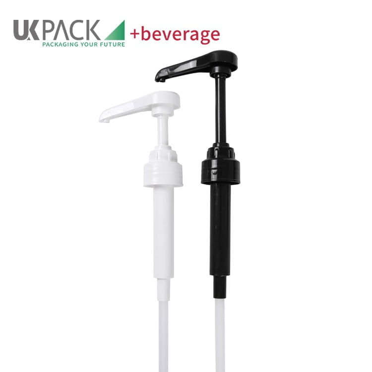 Black and white food grade syrup pump dispenser - UKS10 - 31 - 410 closure