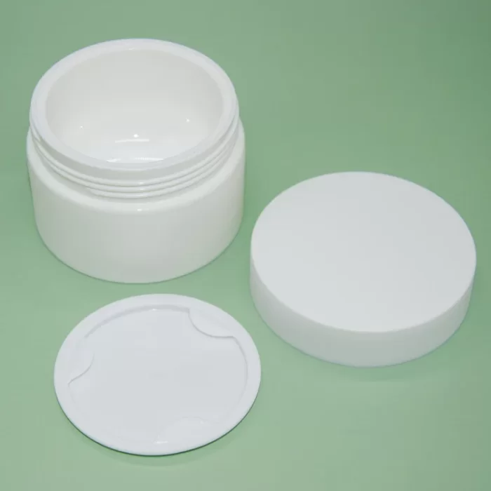 white plastic 50g cream jar with lid
