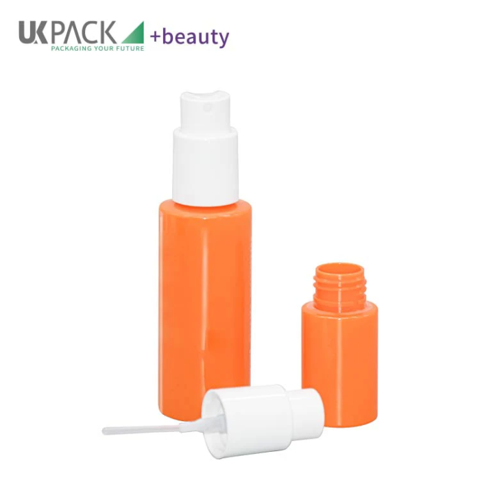 orange biodegradable plastic spray bottle 30ml and 100ml