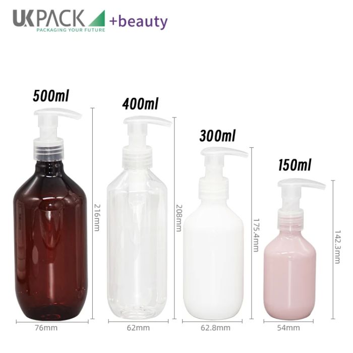 wholesale PET 150ml body lotion bottle 300ml 400ml 500ml with all plastic pump-2