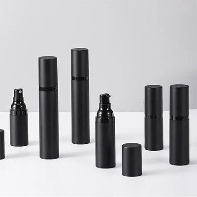 black cosmetic bottles