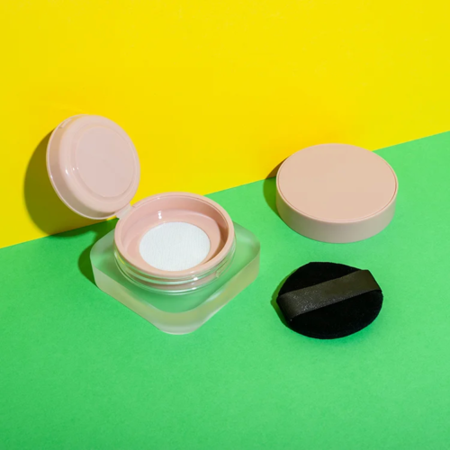 empty makeup loose powder container with puff - 2