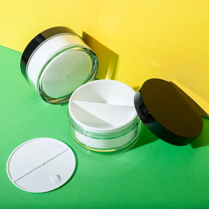 plastic dual chamber cosmetic jar 100ml and 100ml - 1