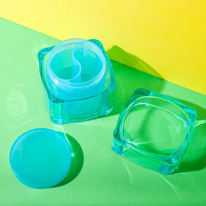 plastic dual chamber cosmetic jar 140ml and 140ml - 1