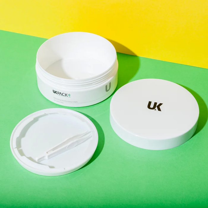 flat pp 200ml cosmetic jar with plastic tweezer - 5