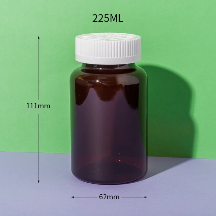 PET plastic amber 225cc supplement bottle - 2