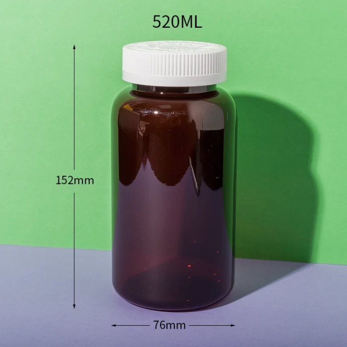 PET plastic amber 520cc supplement bottle - 2