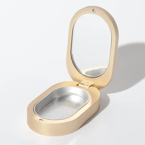 oval zinc alloy solid perfume compact with mirror - 2