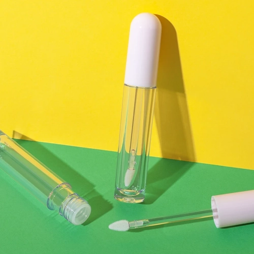 transparent lip gloss tube with pink cap 5ml - 1