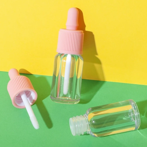 portable clear lip gloss tube with pink cap - 1