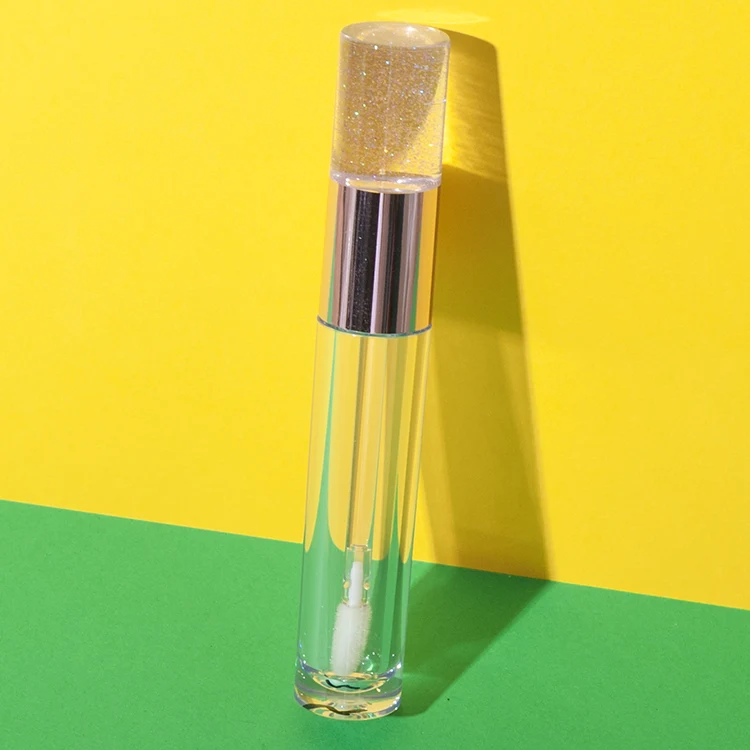 3.7ml tall petg lip gloss tube with clear glitter cap - 1
