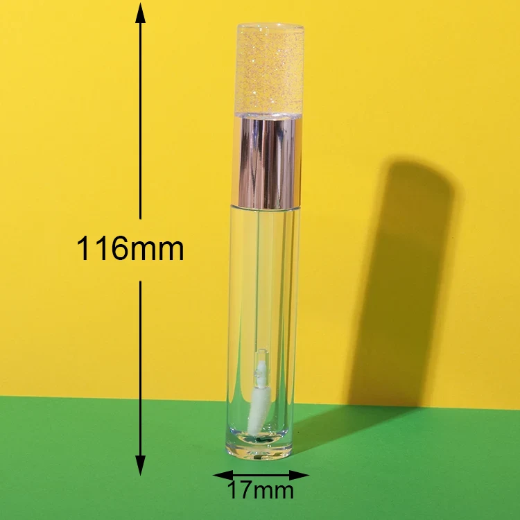 3.7ml tall petg lip gloss tube with clear glitter cap - 2