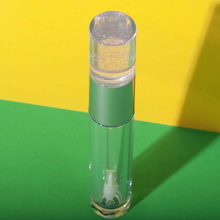 3.7ml tall petg lip gloss tube with clear glitter cap - 3