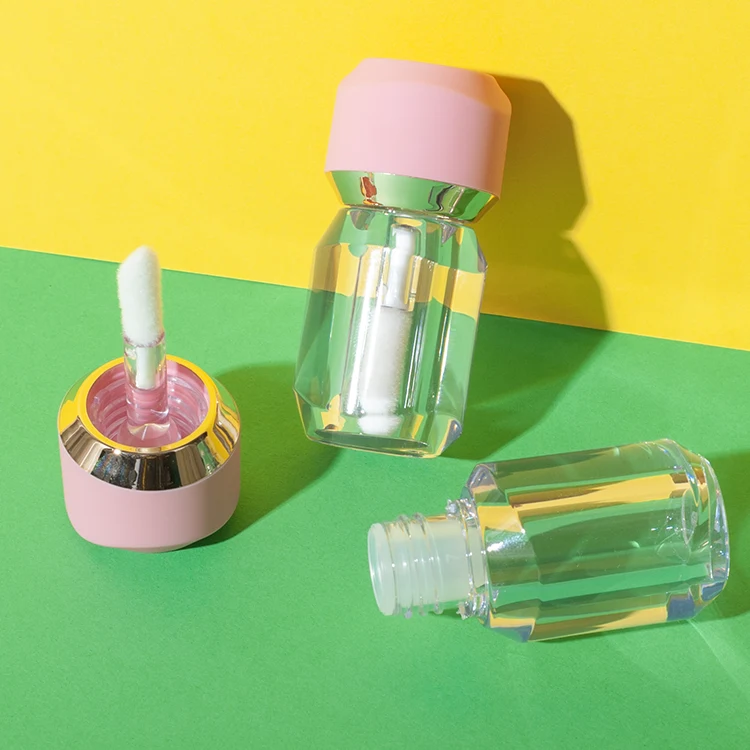 3ml petg lip gloss tube with pink abs cap and flocked applicator - 1