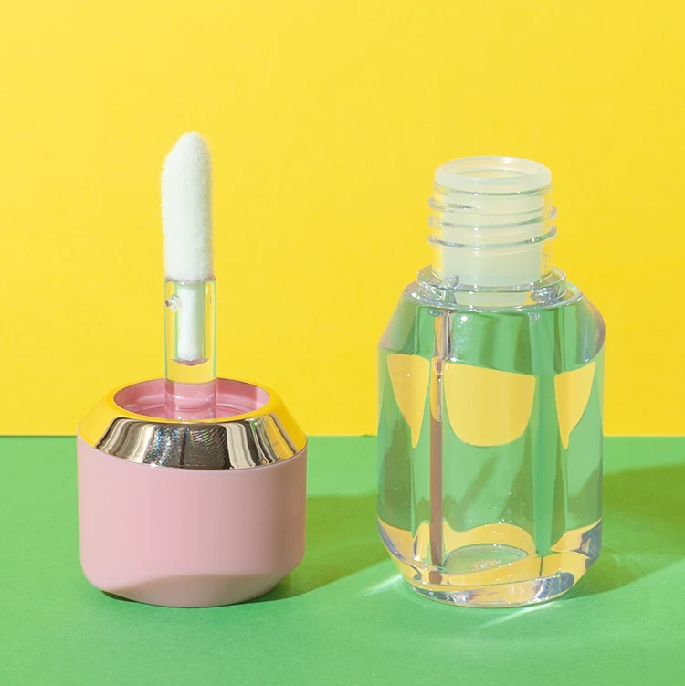 3ml petg lip gloss tube with pink abs cap and flocked applicator - 3