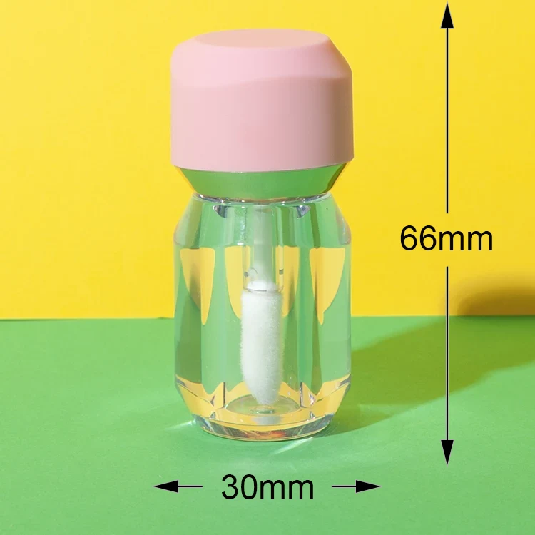 3ml petg lip gloss tube with pink abs cap and flocked applicator - 4