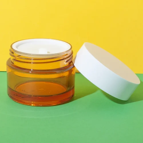 30g pet cream jar with inner lid amber round jar - 1