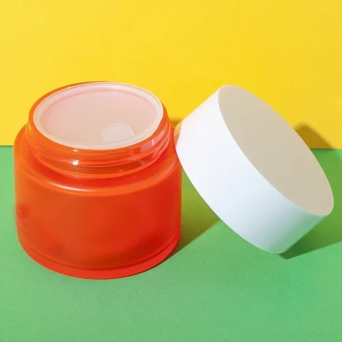 frosted 50g pet cosmetic cream jar with inner lid - 1