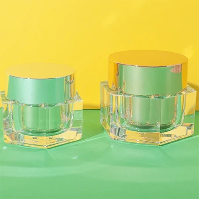 hexagon acrylic cream jar 30g 50g with inner lid - 7