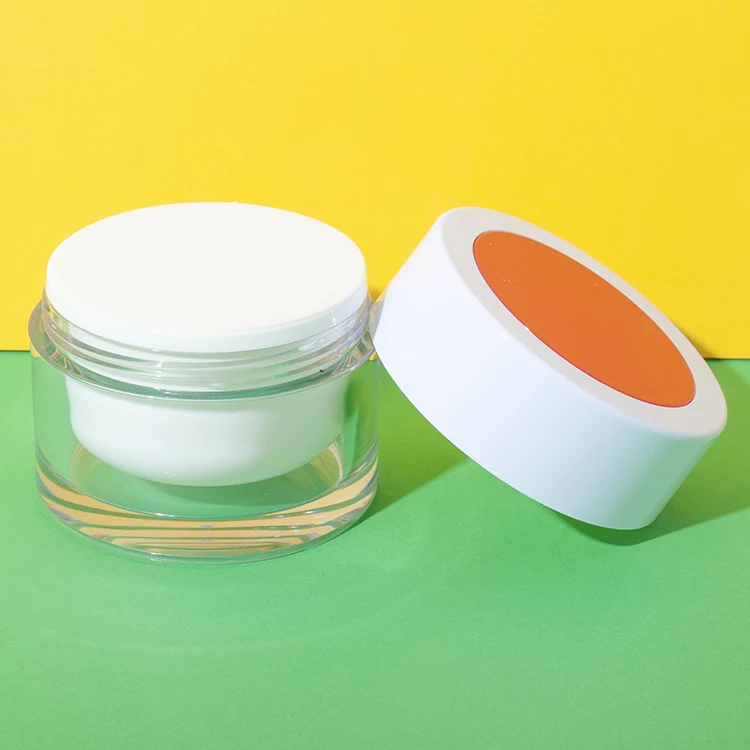ps 50g cosmetic cream jar with inner lid clear round jar - 1
