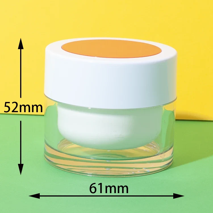 ps 50g cosmetic cream jar with inner lid clear round jar - 2
