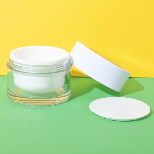 ps 50g cosmetic cream jar with inner lid clear round jar - 3
