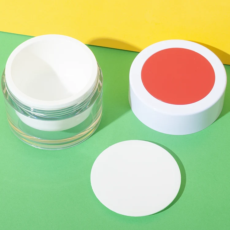 ps 50g cosmetic cream jar with inner lid clear round jar - 4
