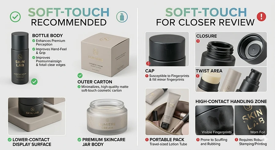 soft touch packaging good fit vs caution zones - 1