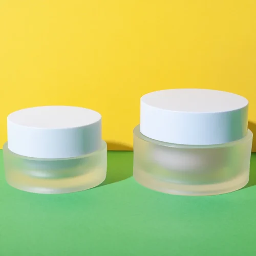 frosted acrylic 15g 50g cream jar with white abs lid - 1