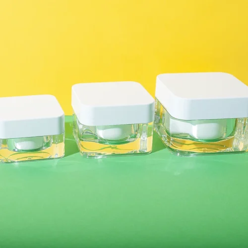 rounded square 15g 30g 50g cosmetic cream jar with white lid - 1