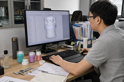 airless jar product development and 3D design