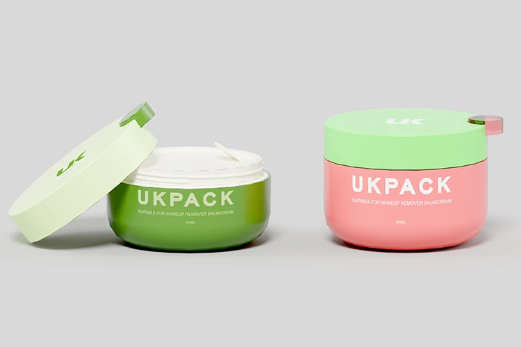 cleansing balm jar opening design with inner lid and integrated spatula
