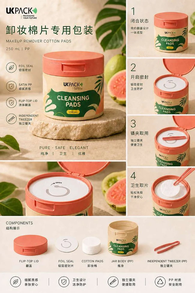 250ml PP makeup remover cotton pads jar - 7